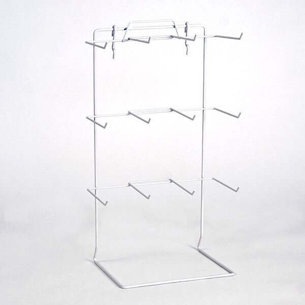 Countertop rack also fits slatwall or pegboard 12 peg 17-1/2"hx10"wx6.5"d hooks 4-1/2" long - white