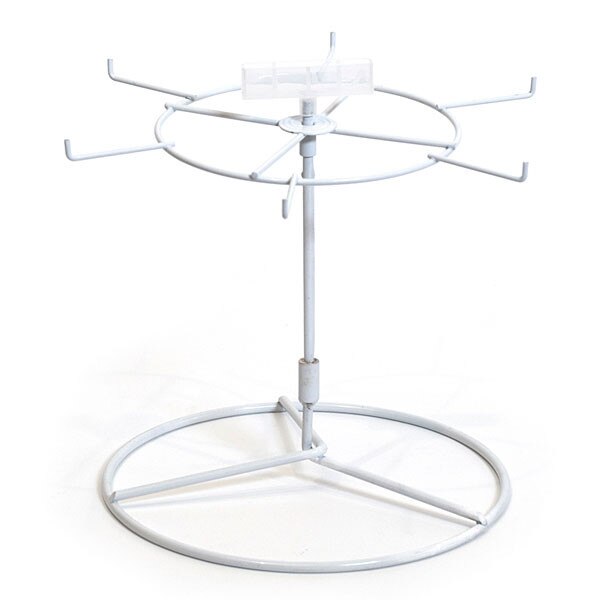 Countertop Spinner Rack Wire White 6-Hook 10"H