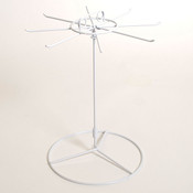 Counter spinner rack 8-hook white wire 15"hx11" dia.