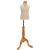 Children's form 3-4 year-old cream jersey fabric with natural wood dome neck block