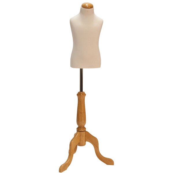 Children's form 3-4 year-old cream jersey fabric with natural wood dome neck block