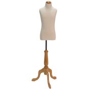 Children's form 6-8 year-old cream jersey fabric with natural wood dome neck block