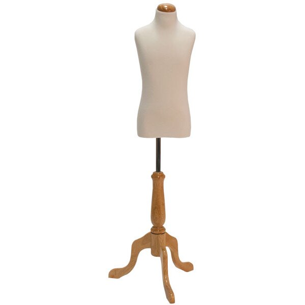 Children's form 6-8 year-old cream jersey fabric with natural wood dome neck block
