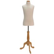 Children's form 10-12 year-old cream jersey fabric with natural wood dome neck block