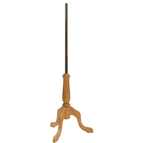 Natural wood tripod form base - 24 inch high with chrome pole