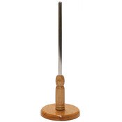 Natural wood round form base - 24 inch high with chrome pole