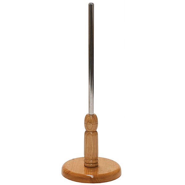Natural wood round form base - 24 inch high with chrome pole