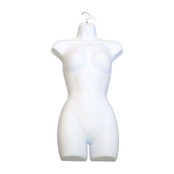Female Black Torso with Hanger Plastic Hanging Dress Form Long 