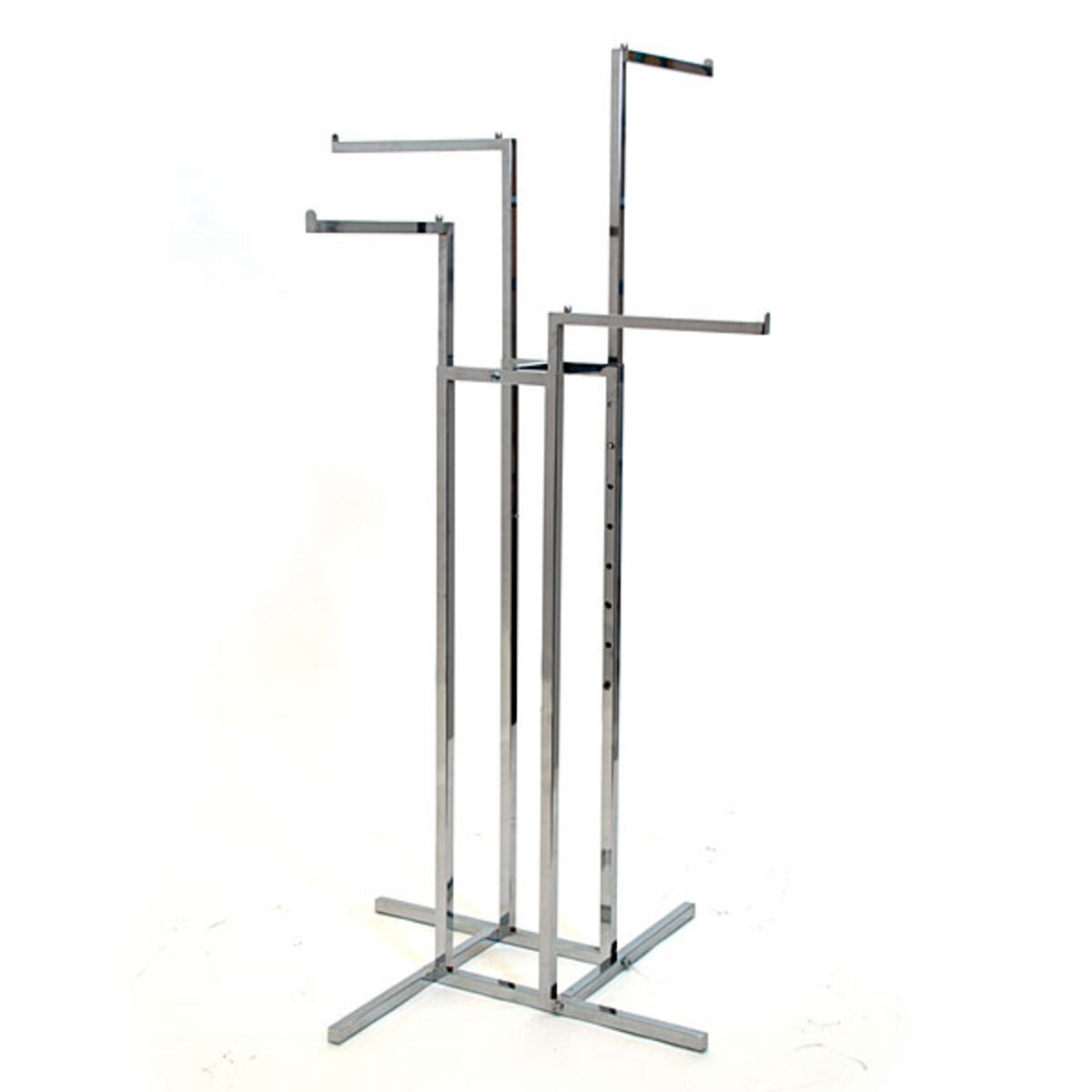 4-way garment rack with 4-16" straight arms square tubing frame/arms - chrome