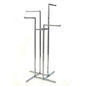 4-way garment rack with 4-16" straight arms square tubing frame/arms - chrome