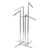 4-way garment rack with 4 slant arms square tubing frame/arms - chrome