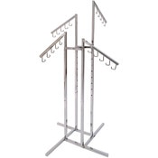 4-way garment rack with four J hook arms - chrome