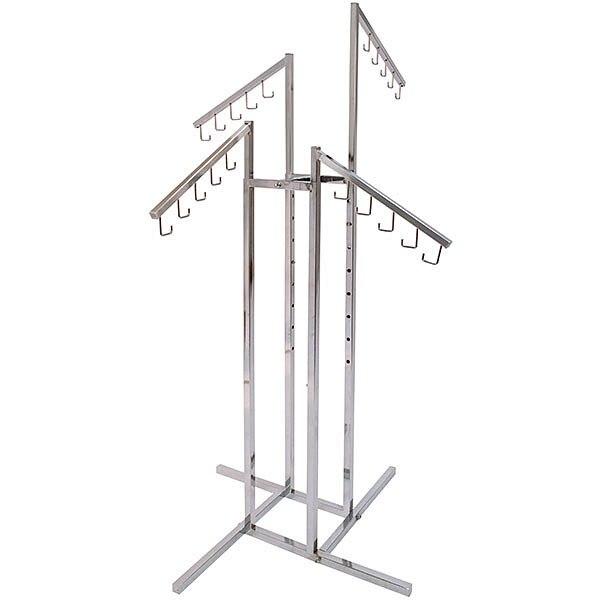 4-Way Chrome J Hook Rack for Clothes