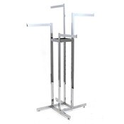 4-way garment rack with 4-16" straight arms rectangular tubing frame/arms - chrome