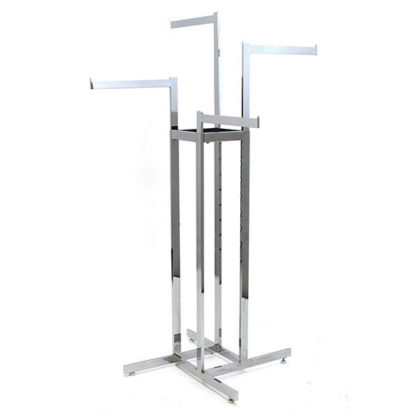 4-way garment rack with 4-16" straight arms rectangular tubing frame/arms - chrome