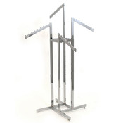 4-way garment rack with 4 slant arms rectangular tubing frame/arms - chrome