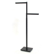 2-way garment rack with 2-16" straight arms rectangular tubing frame/arms - satin black with chrome hanger strips