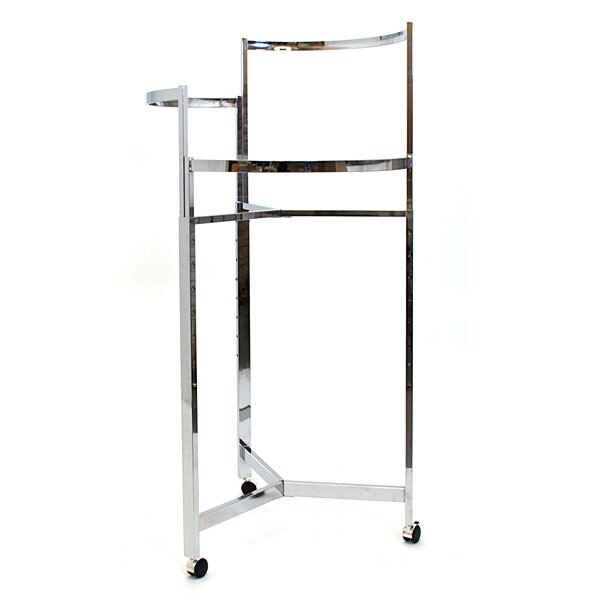 RACK 36" TRI-LEVEL ROUND CHROME w/CASTERS