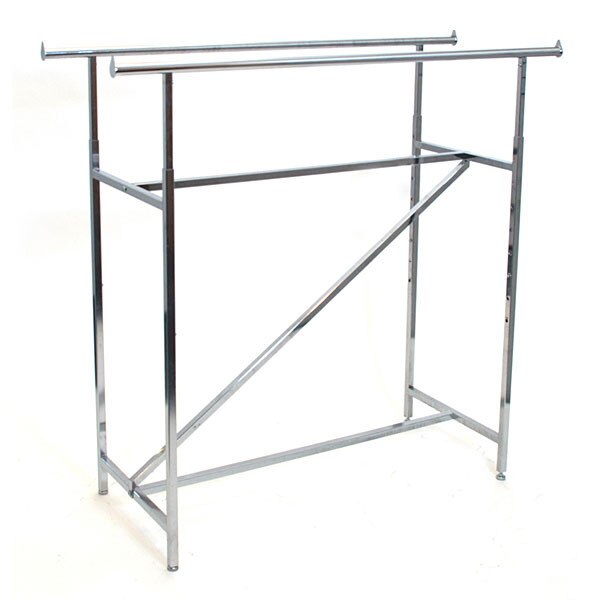 Double rail clothing rack with Z-bar 60" long adjustable height from 48"-72" - chrome