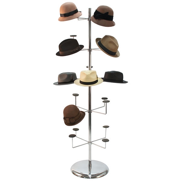 Millinery rack holds 20 hats- floor standing 70-1/2h - chrome