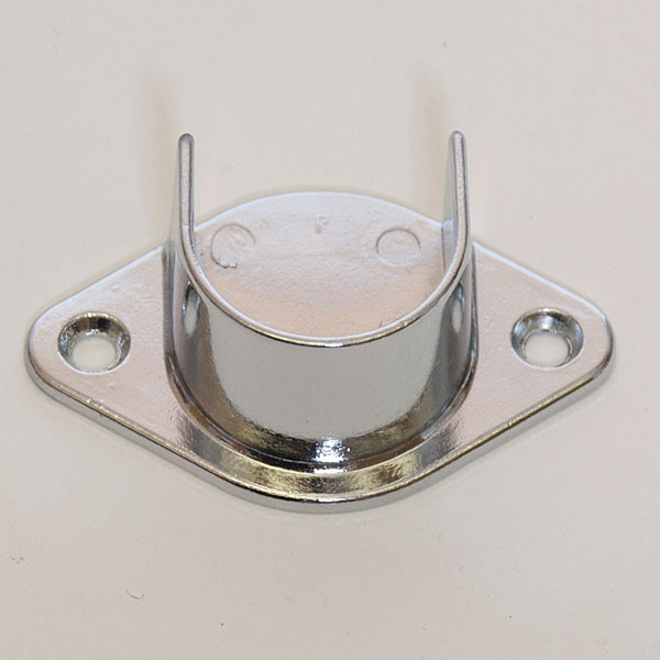 U-flange for 1-1/16" round hangrail or pipe - chrome