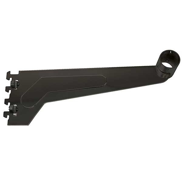 12 inch black Hangrail bracket for 1 1/4 inch hangrail fits half inch slots