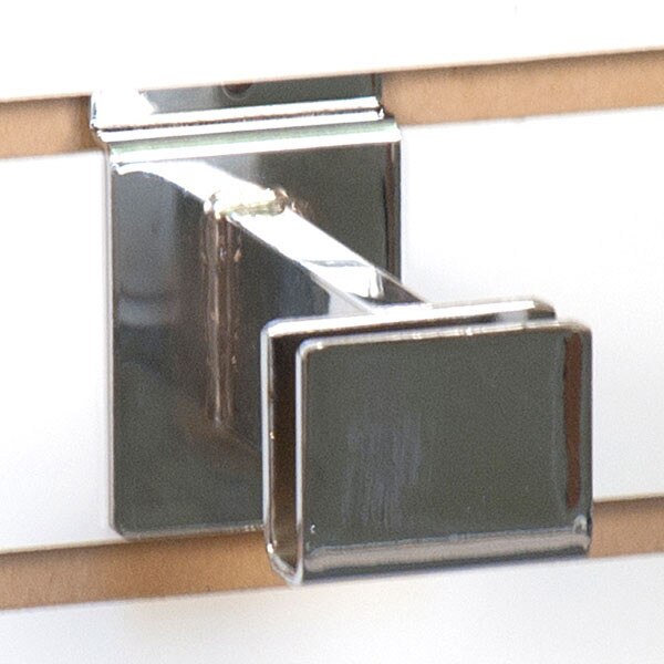 Slatwall hangrail bracket - 3" for 1/2"x1-1/2" rectangular tubing - chrome