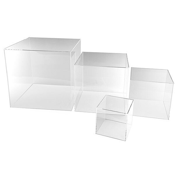 4 Acrylic Risers 5x5x5 – Clear Display Risers By Buybulkdisplays.com, Made In USA
