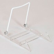 Display easel 5-1/2"x3-7/8"x4" - clear plastic base/white upright