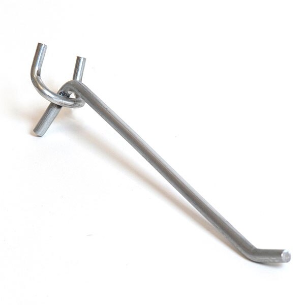 Pegboard hook 6" long 1/4" wire zinc