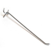 Pegboard hook 12" - long 1/4" wire - zinc