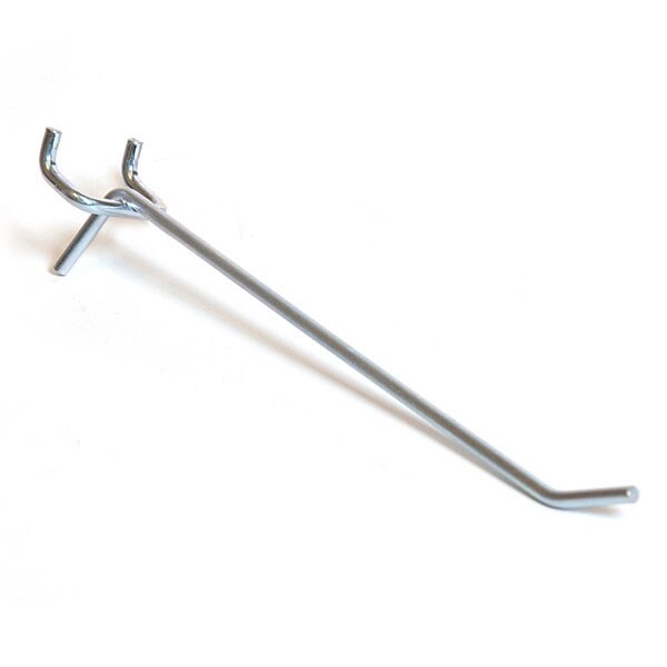 Pegboard hook 6" - long 1/8" wire - zinc