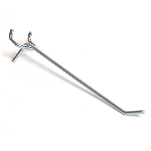 Pegboard hook 6" - long 1/8" wire - zinc