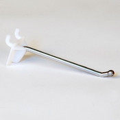 Pegboard hook 4" long - 1/4" wire ball end with plastic back - zinc/white