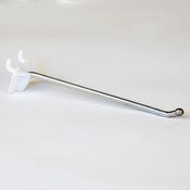 Pegboard hook 6" long - 1/4" wire ball end with plastic back - zinc/white