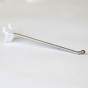 Pegboard hook 6" long - 1/4" wire ball end with plastic back - zinc/white