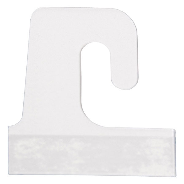 Merchandise hang tab - J-hook style 1-1/2" x 1-1/2" - clear 100/pack