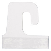 Merchandise hang tab - J-hook style 1-1/2" x 1-1/2" - clear 100/pack