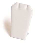 Earring stand with clipped corners 3-1/4" h - white leatherette