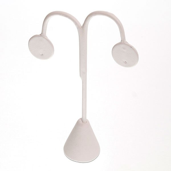 Earring stand Tree-shaped 5-1/4"h - white leatherette