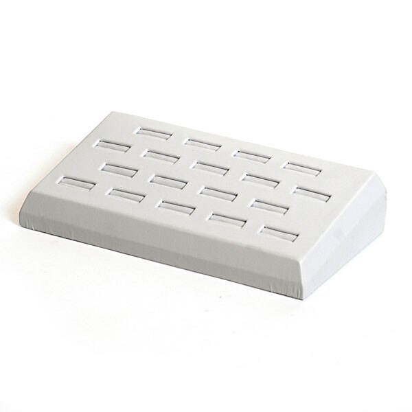 Ring tray 18 slot - white leatherette
