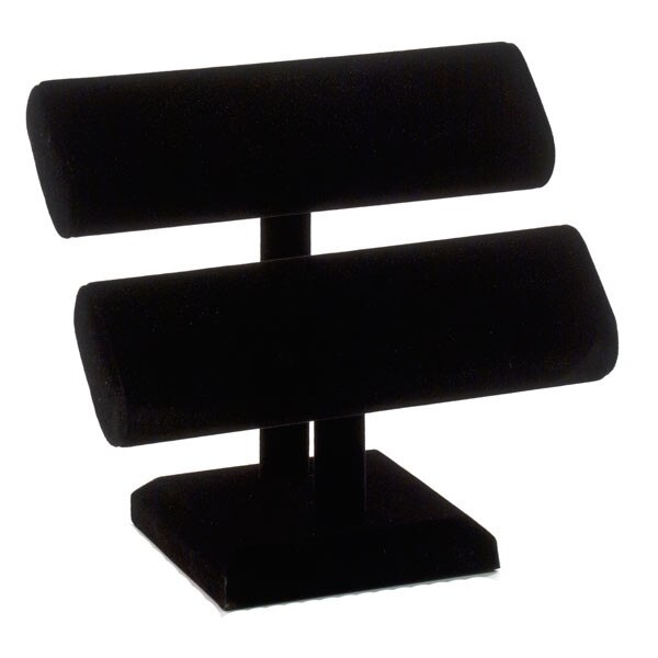 Oval Shaped T-Bar Displayer 2 Tier - black velvet