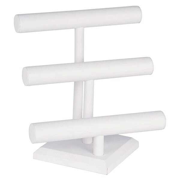 Zelikovitz 3-Tier Bracelet Holder Watch Necklace Bangle Jewelry Display  Stand White PU - Zen Merchandiser