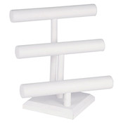 Jewelry T-bar 3- tier 12"wx 12-3/4"h - white leatherette