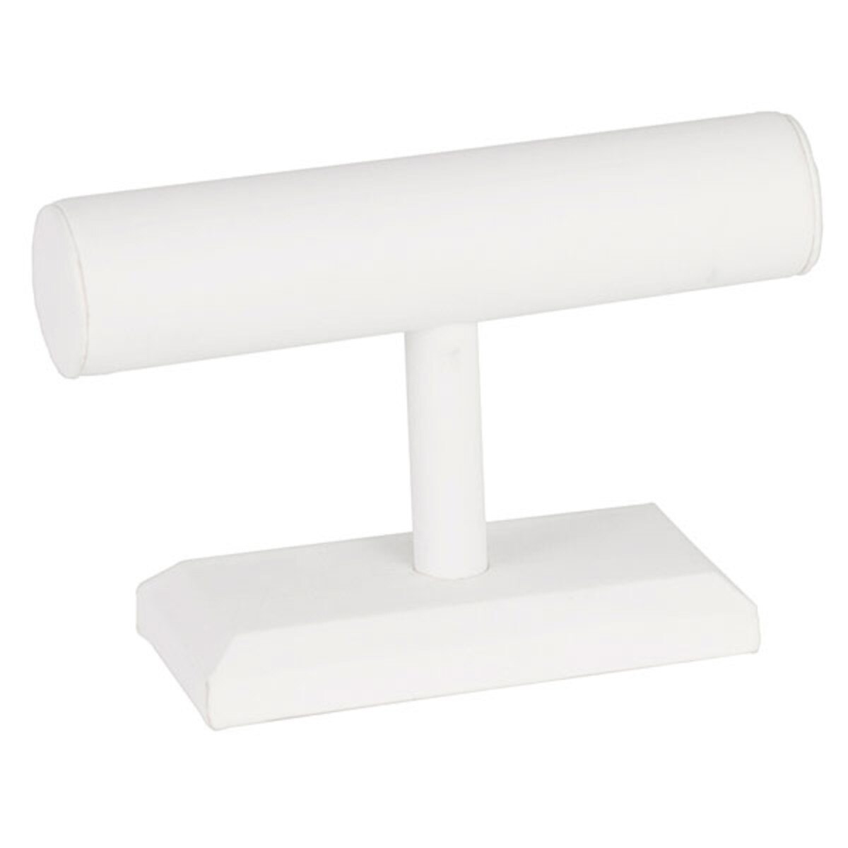 Jewelry T-bar 7"w x 5"h - white leatherette