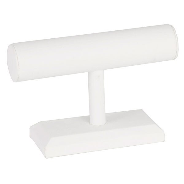 Jewelry T-bar 7"w x 5"h - white leatherette