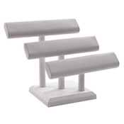 Oval Shaped T-Bar Displayer 3 Tier - white leatherette