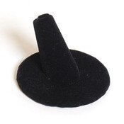 Jewelry ring finger display with 2" round base - black