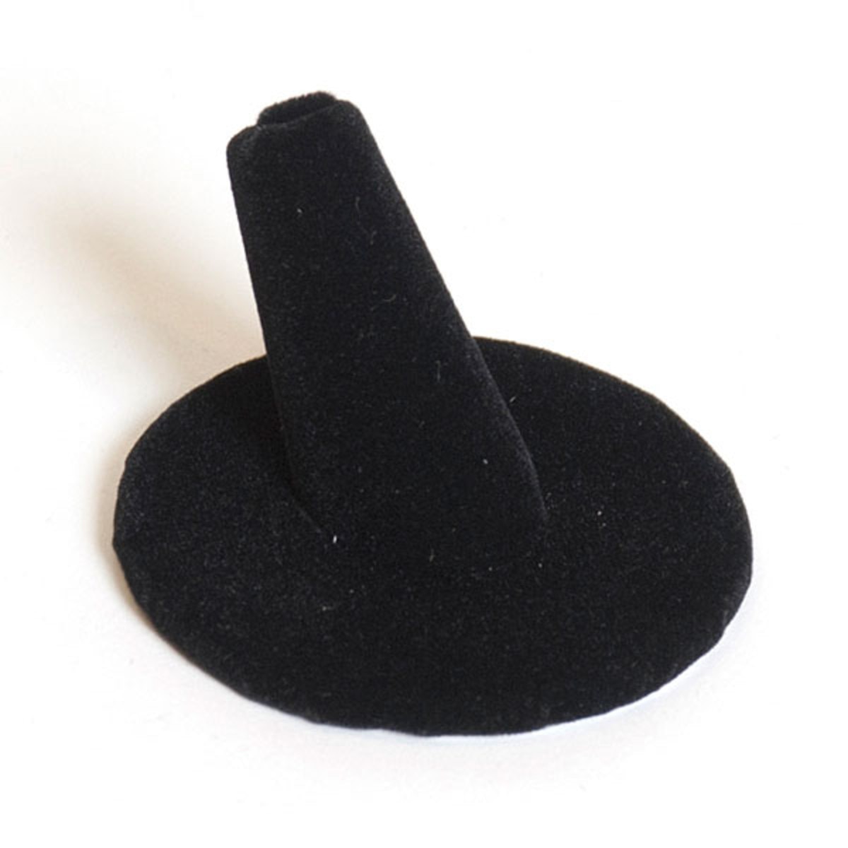Jewelry ring finger display with 2" round base - black