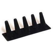 Jewelry ring finger display five ring stations - black velvet